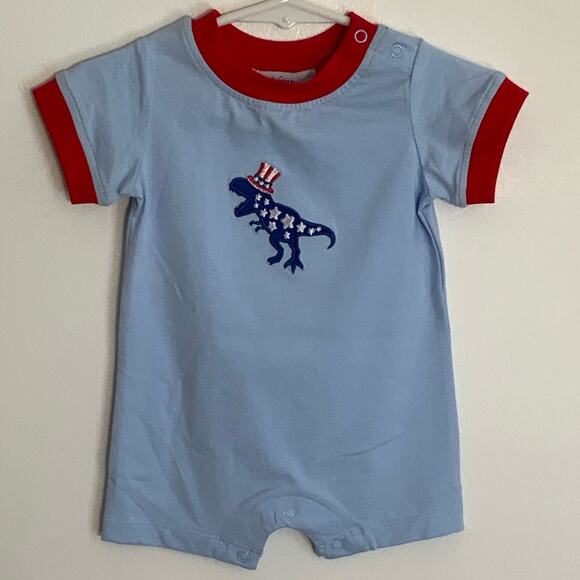Ishtex Other - Ishtex Dinosaur Patriotic Romper NWT 6 mo 4th of July
